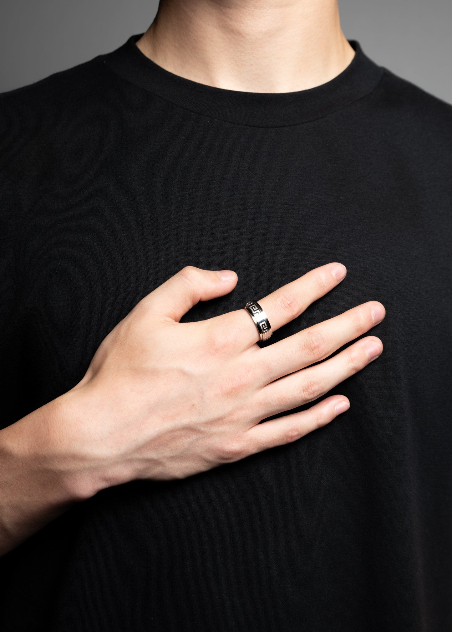 Inox Steel Greek Ring